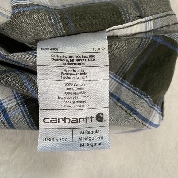 Carhartt Men's Sz M Plaid Button Down Shirt Essential Short Sleeve Farm Western - Picture 6 of 9